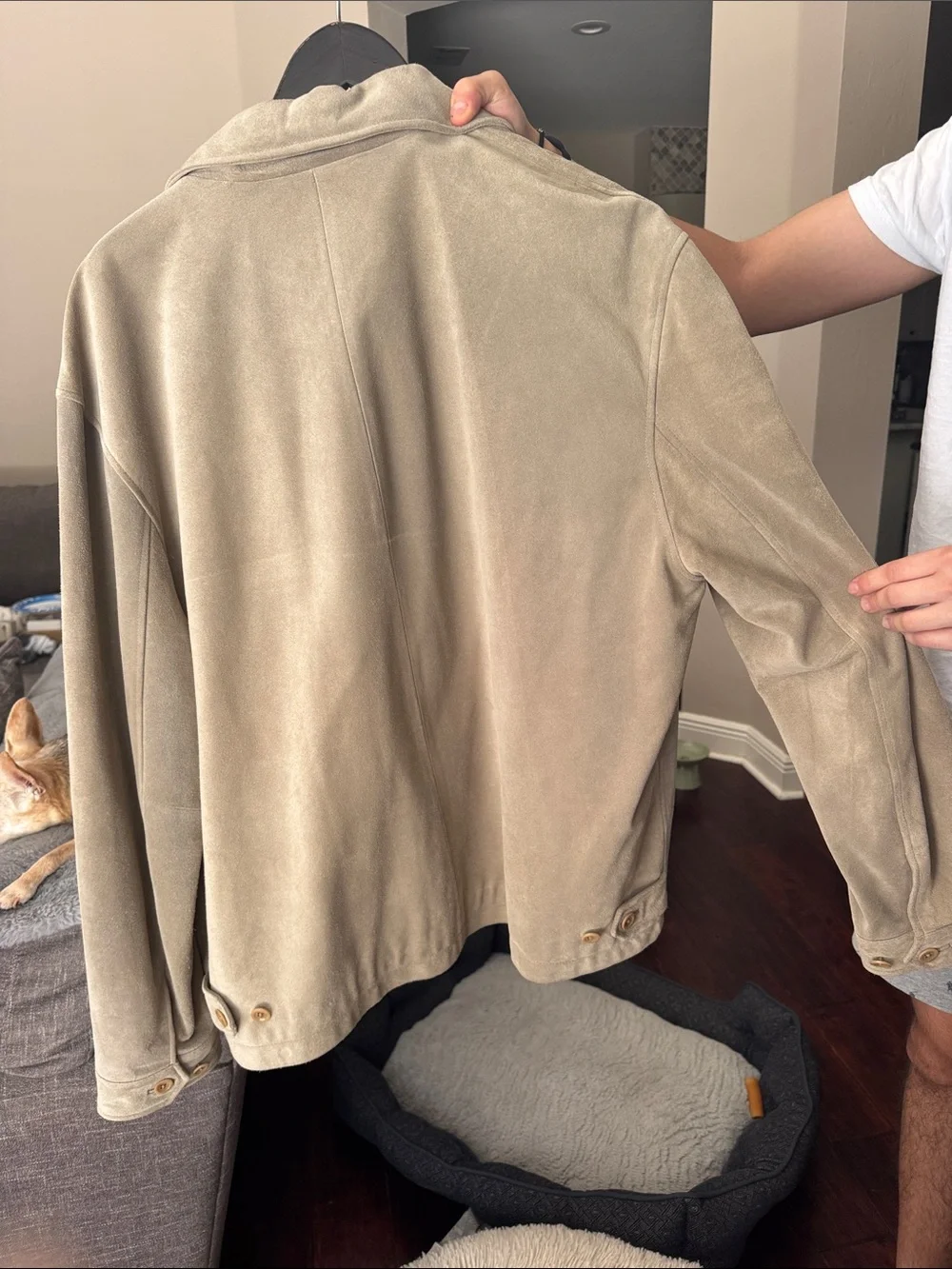 Banana Republic Beige Suede Jean Jacket